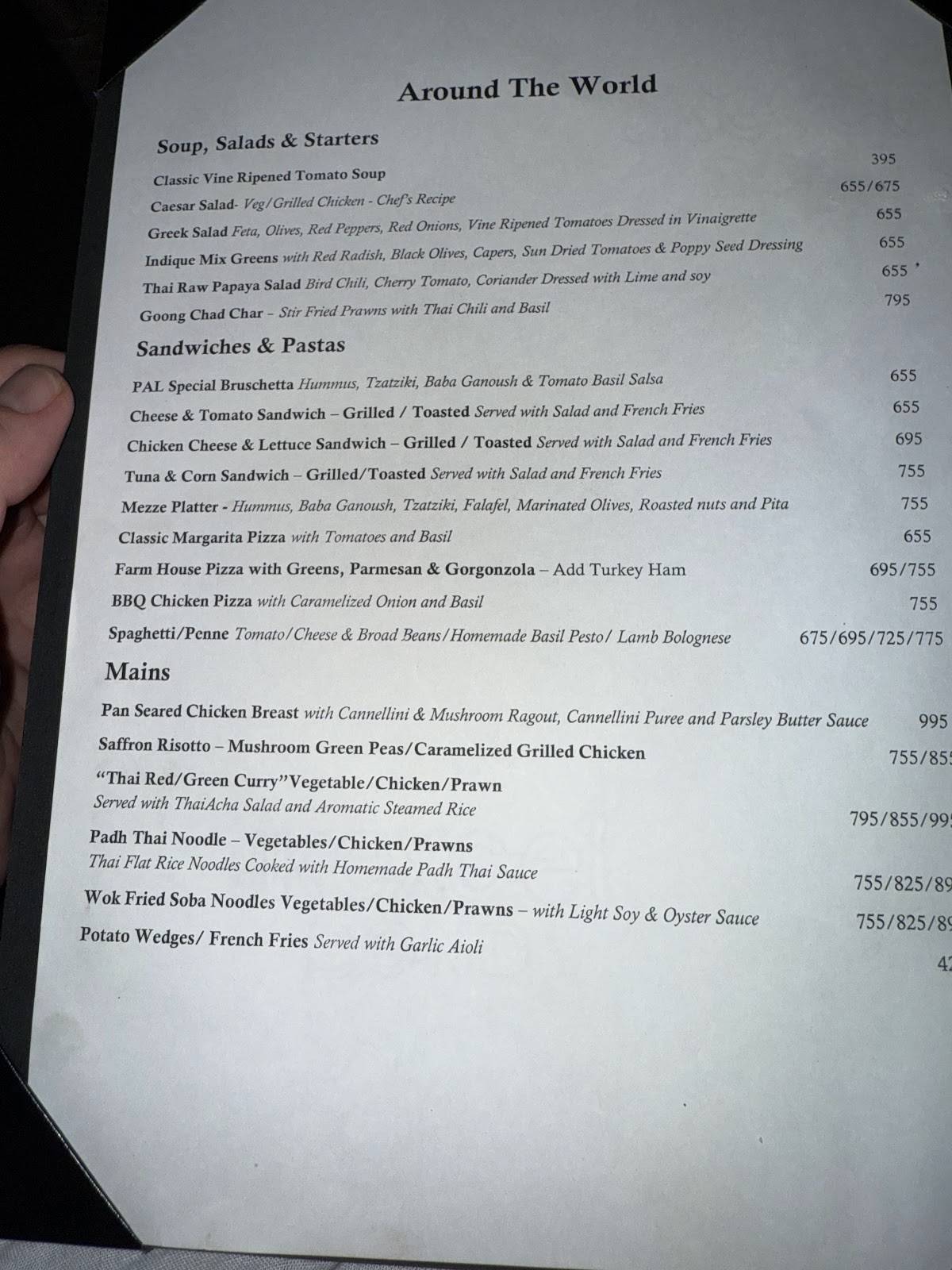 Indique Restaurant & Bar menu