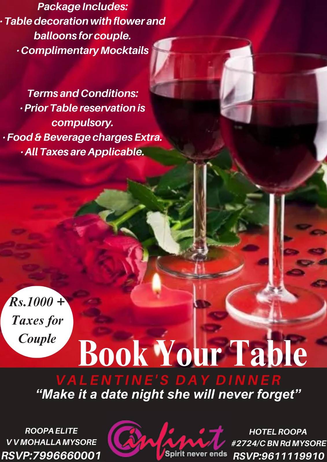 Infinit Roof Top Resto Bar menu