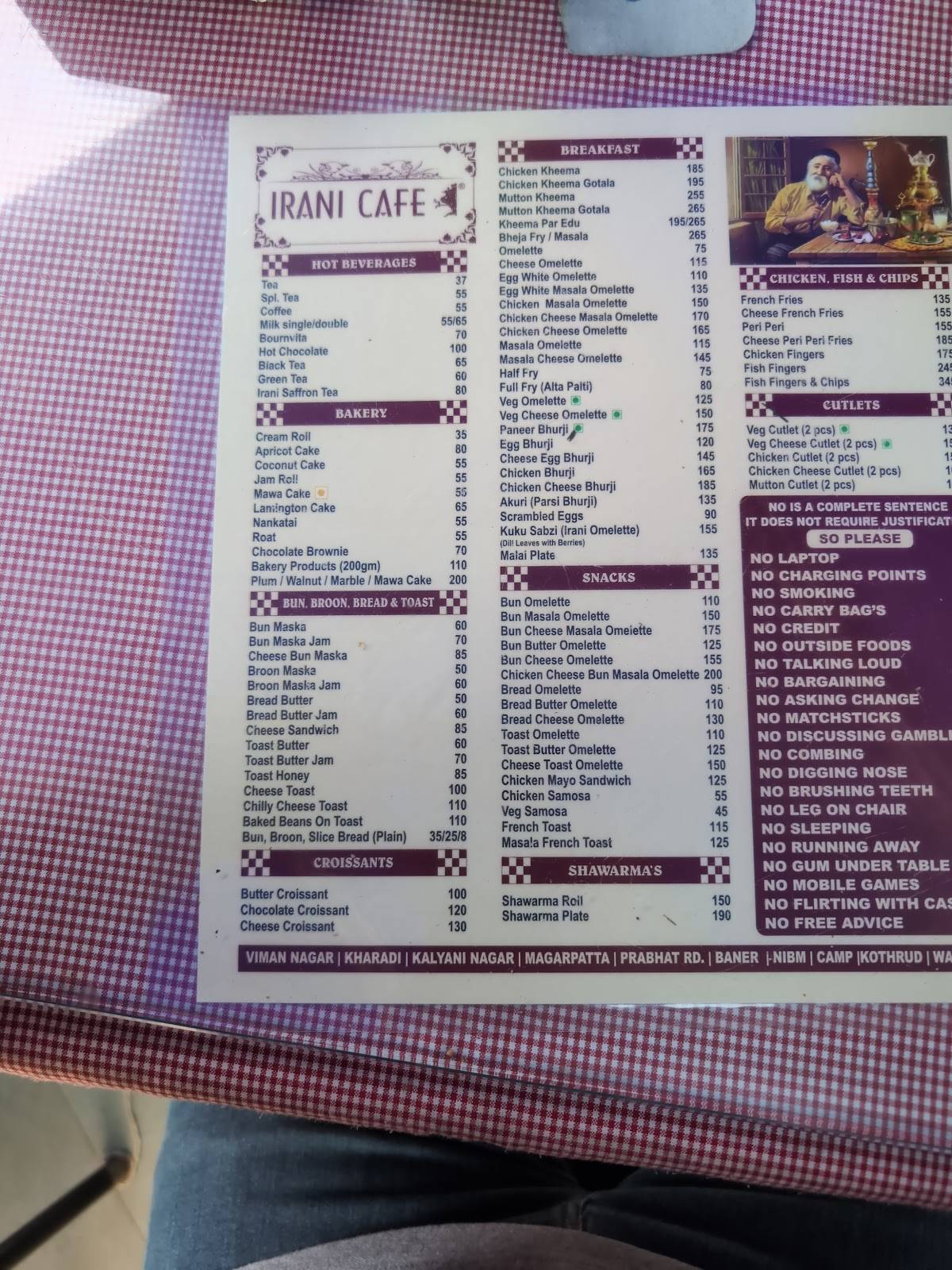 Irani Cafe - Baner menu