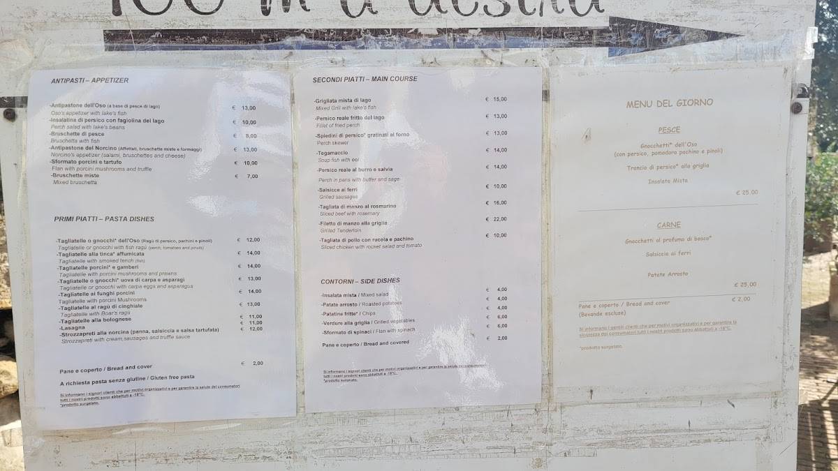 Menu di Ristorante L'Oso 