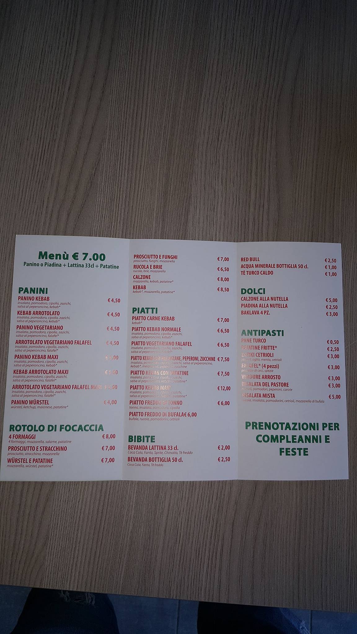 Menu di Istanbul pizza kebab 