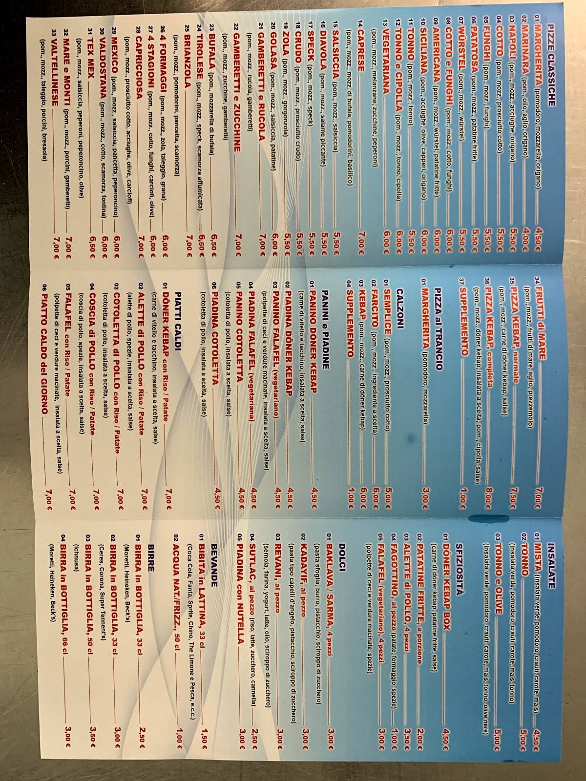 Menu di Istanbul villasanta pizza kebap musto gül 