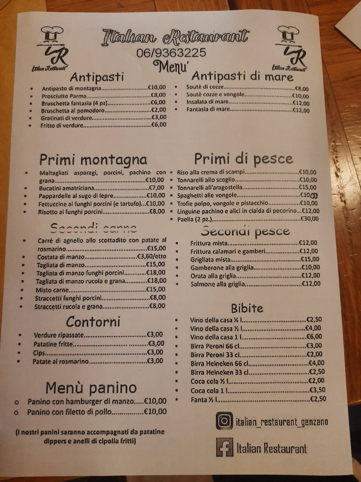 Menu di Italian Restaurant 