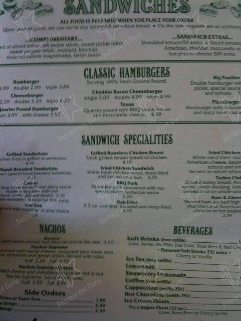 Ivanhoes menu