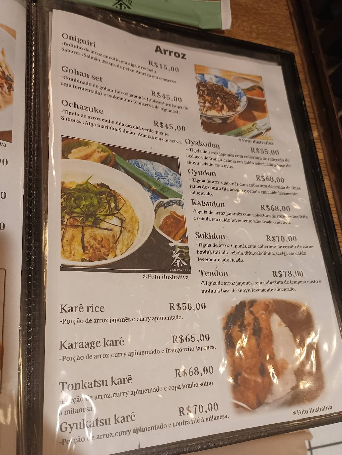 Restaurante Izakaya Issa cardápio