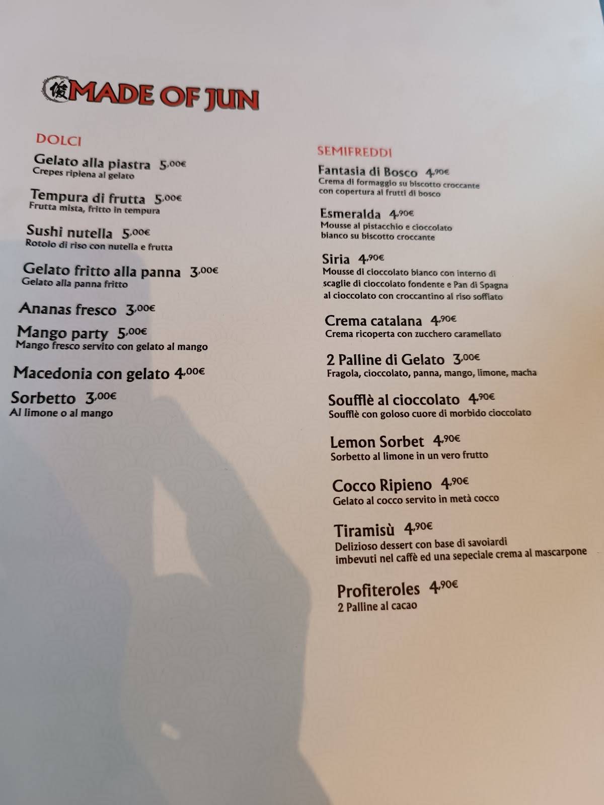 Menu di JUN restaurant 