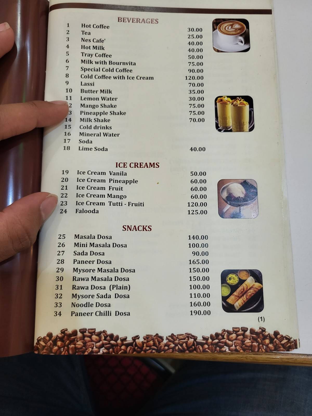 Indian Coffee House menu