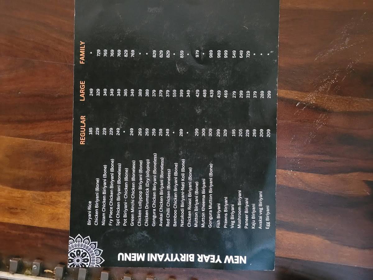 Jagavi's Kritunga Train Restaurant menu