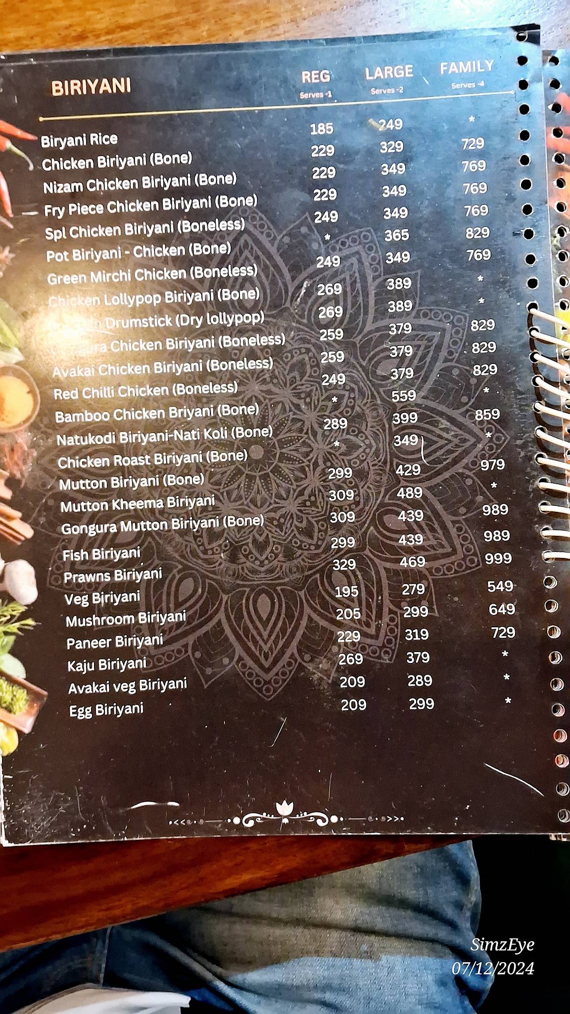 Jagavi's Kritunga Train Restaurant menu