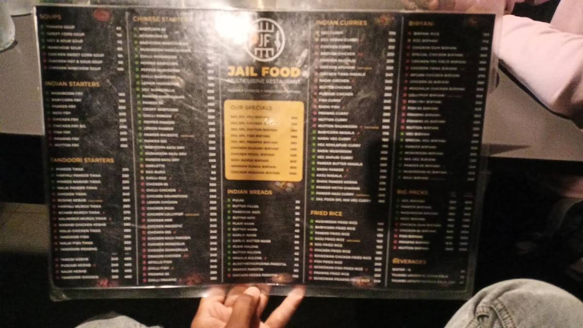 Jail Food Multicuisine Restaurant menu