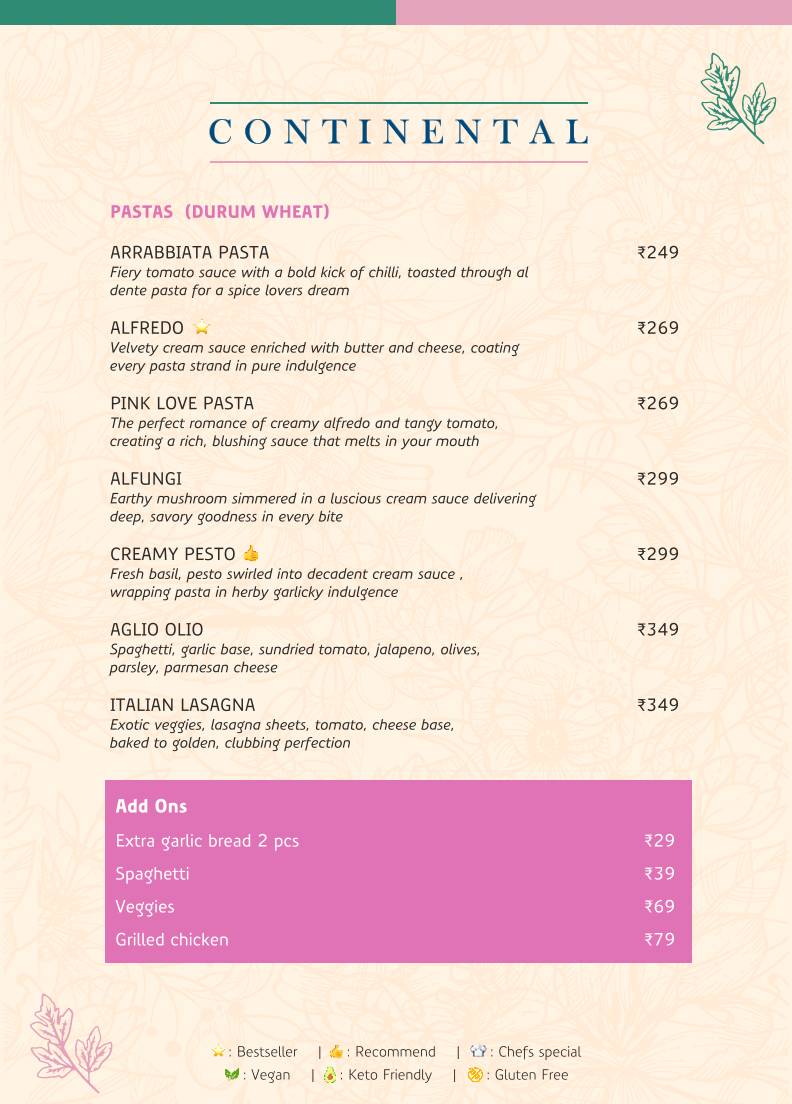 Café Caviar menu