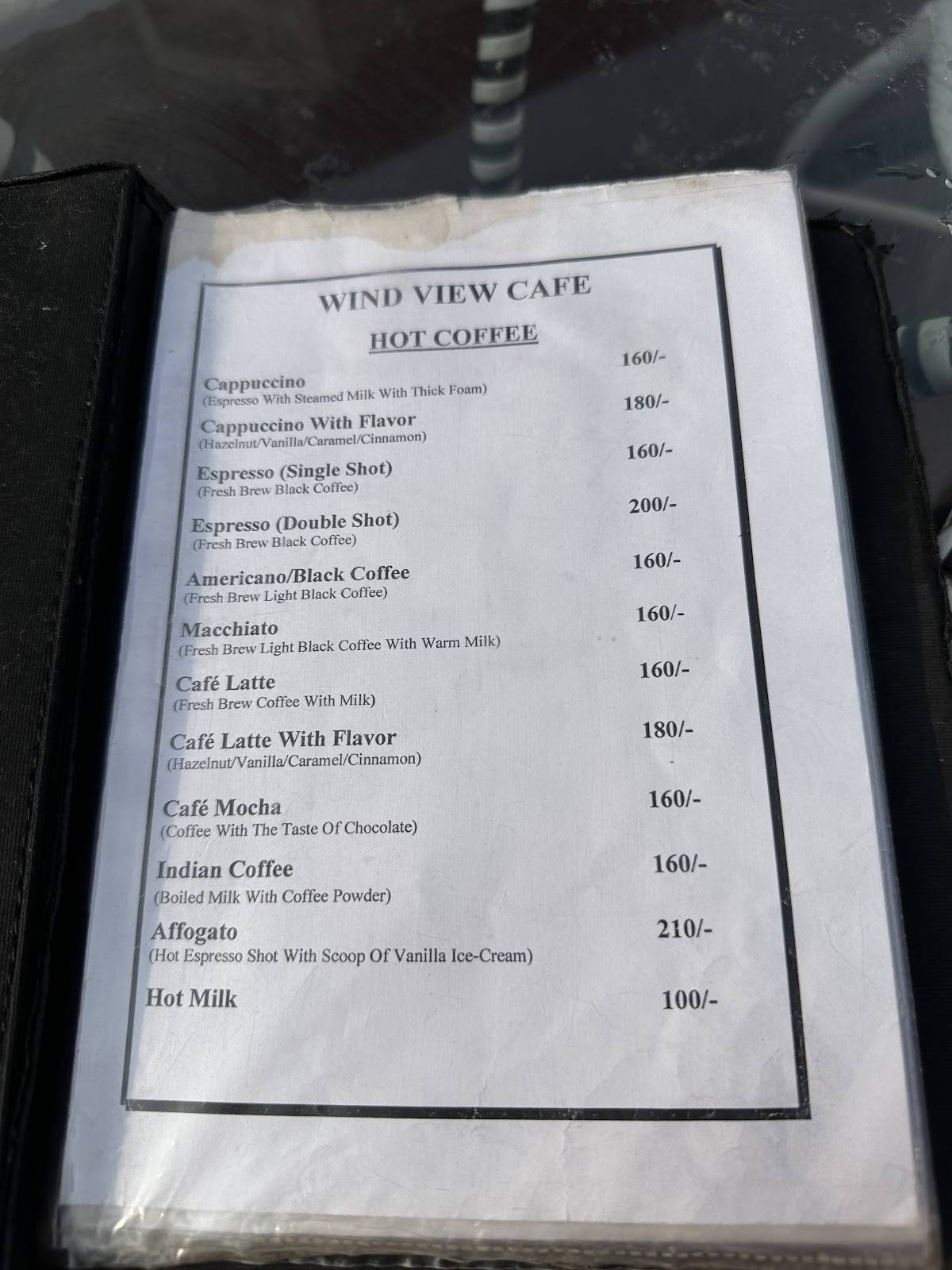Wind View Cafe menu