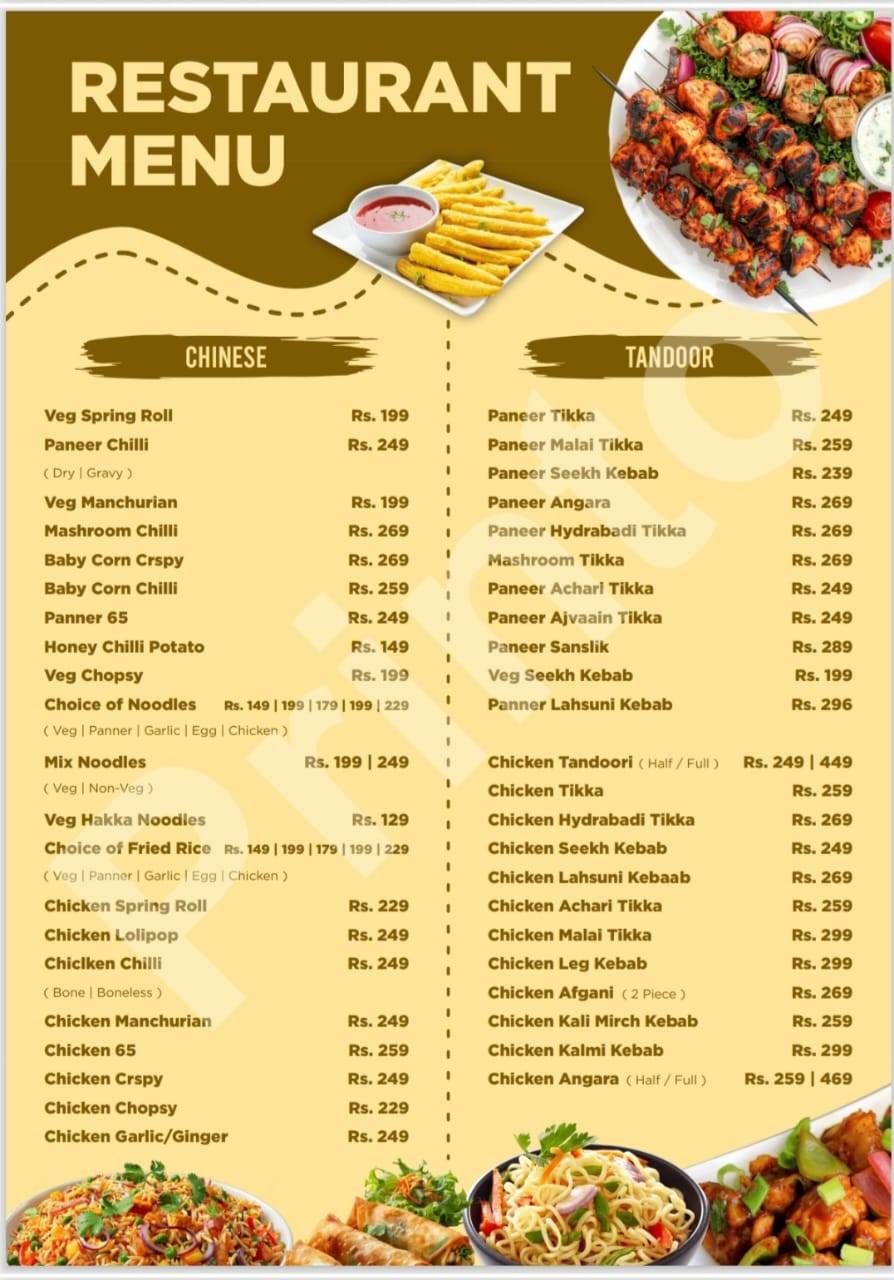 JAISWAL HOTEL & RESTAURANT menu