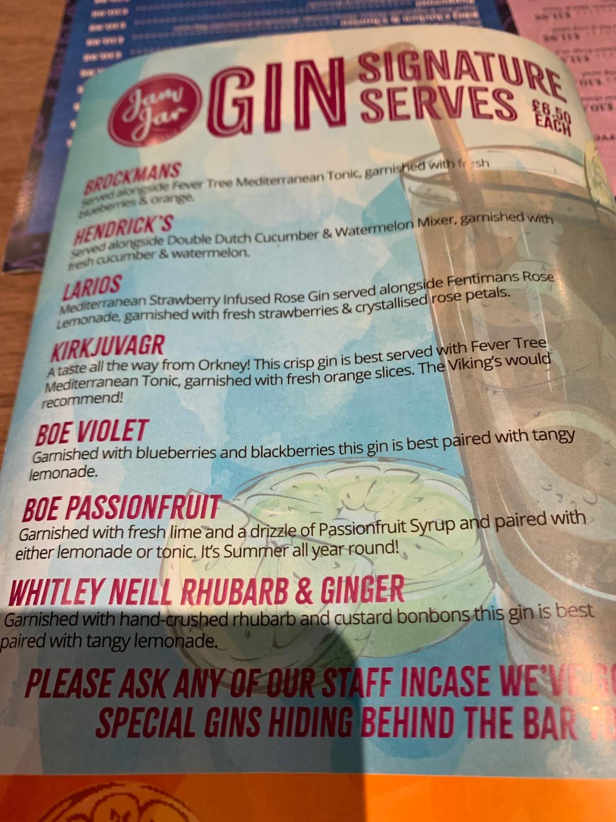 Menu at Jam Jar Paisley pub & bar, Paisley