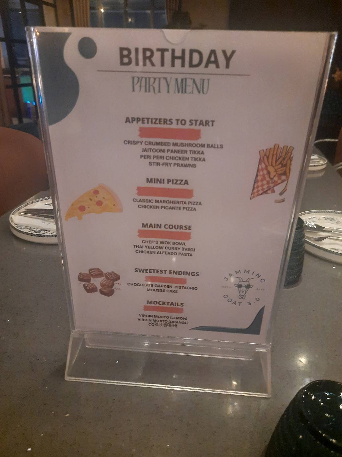 Jamming Goat 3.0 Hyderabad menu