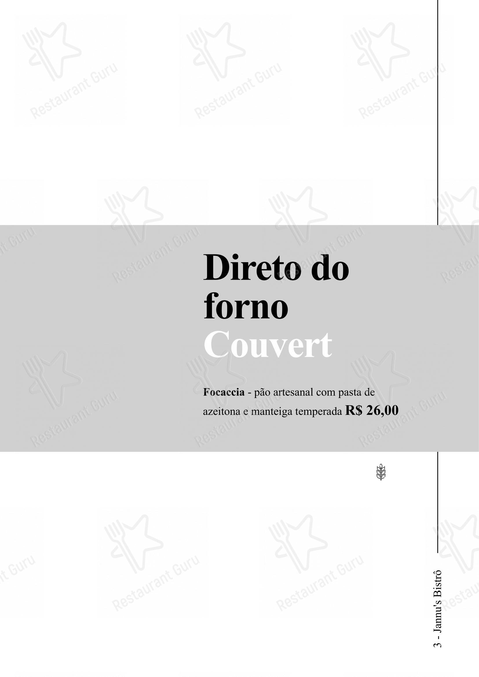 Jannu's Bistrô em Rio Branco - Menu