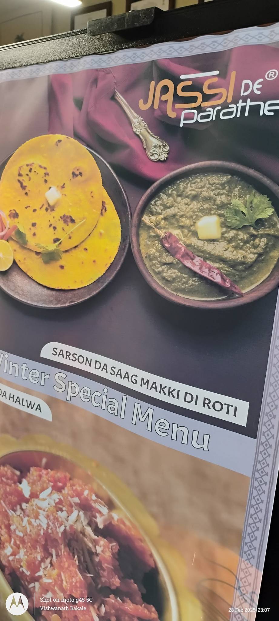 Jassi De Parathe menu
