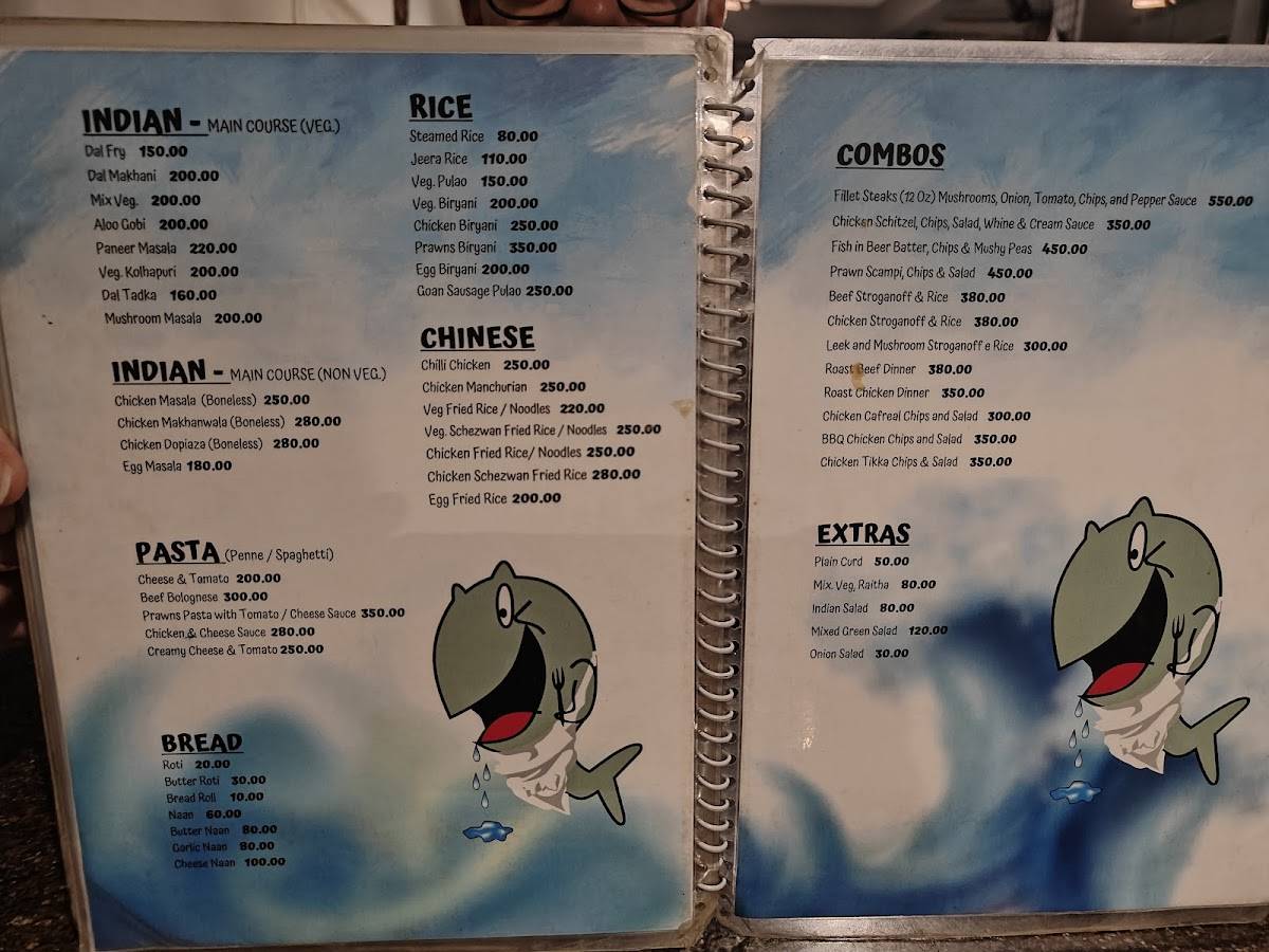 Jaws Restaurant and Bakery menu