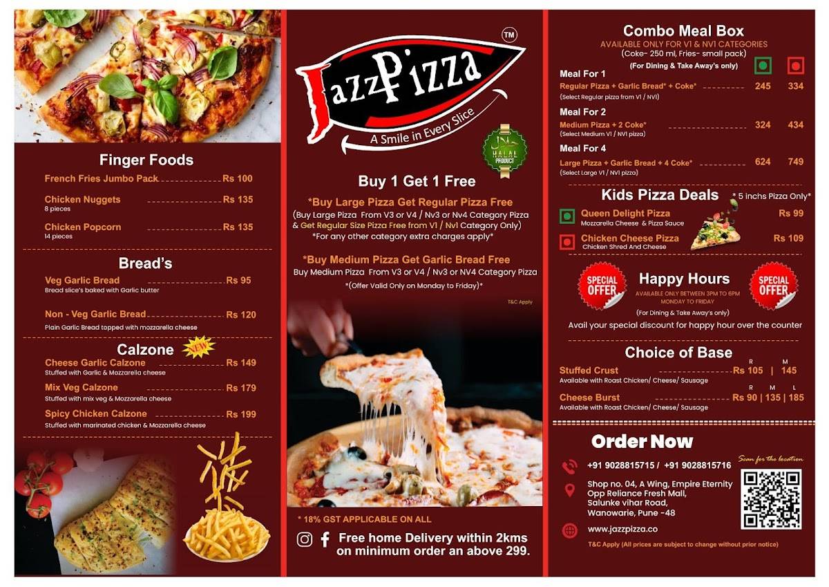 Jazz Pizza menu