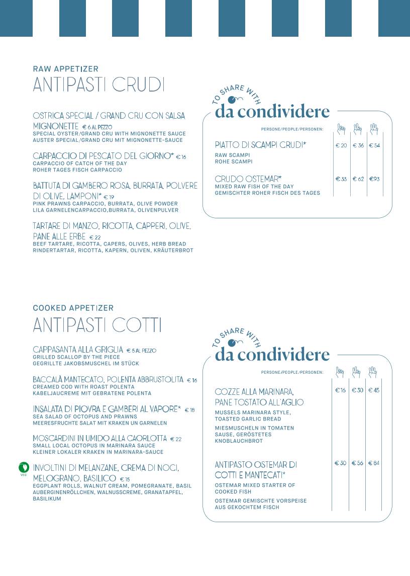 Menu di Ostemar - Trattoria di Mare 