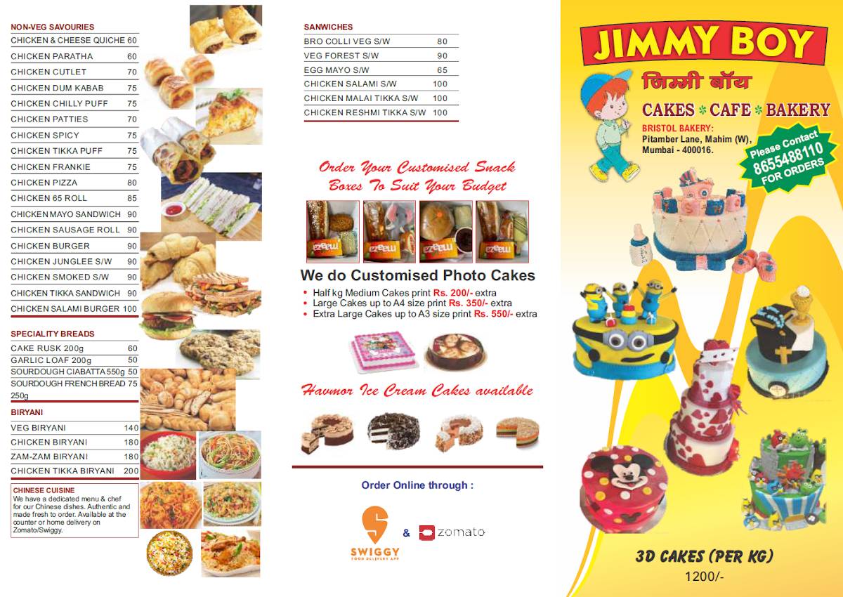 Jimmy Boy Mahim menu