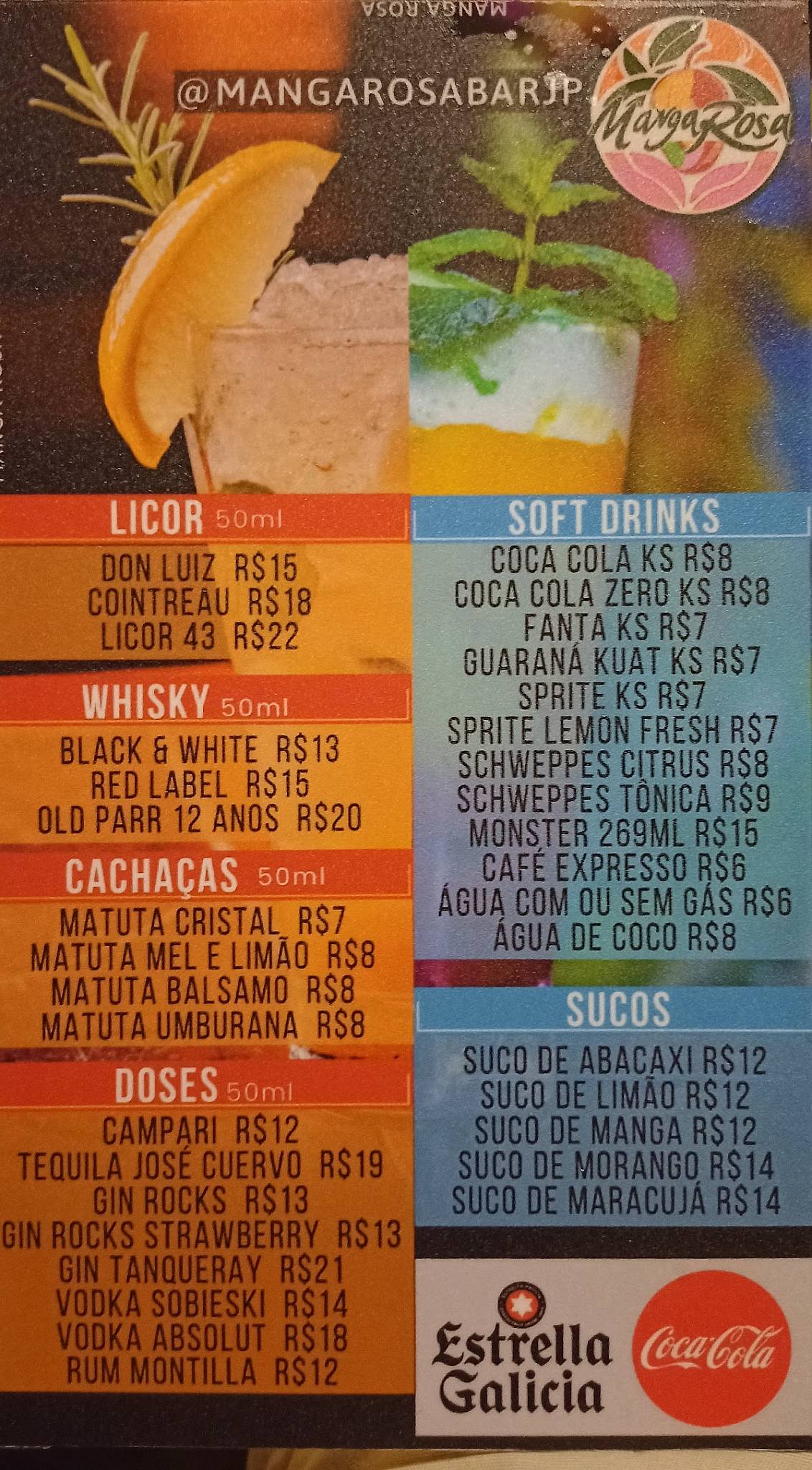 Manga Rosa Arte Bar cardápio