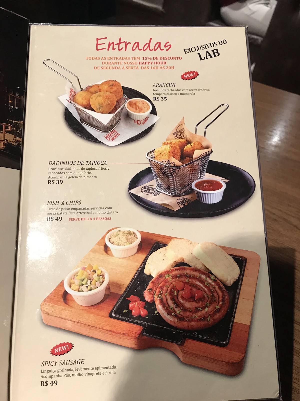 Johnny Rockets Lab @ Vila Madalena cardápio