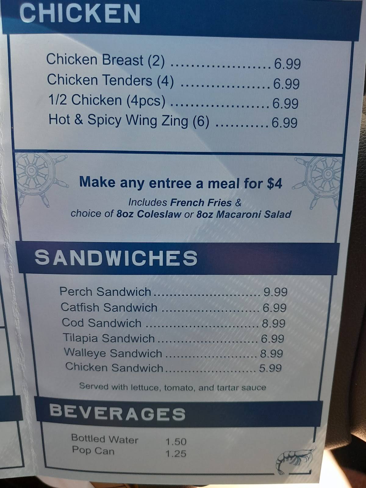 Menu at Johnson's Fish & Shrimp restaurant, Lake Station