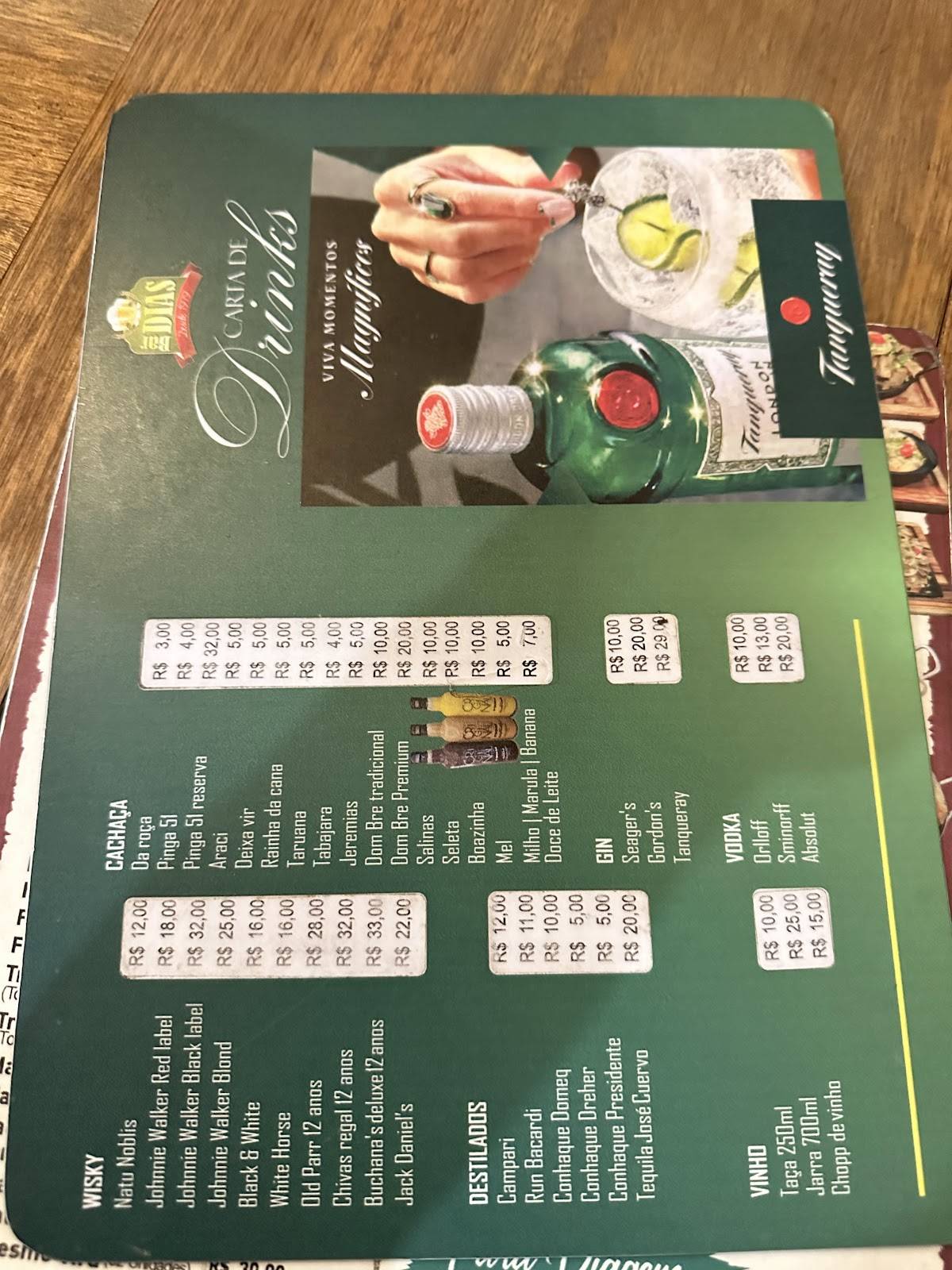 Bar Dias cardápio