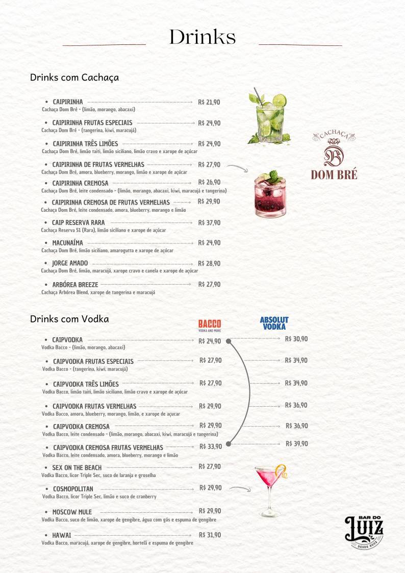 Bar do Luiz cardápio