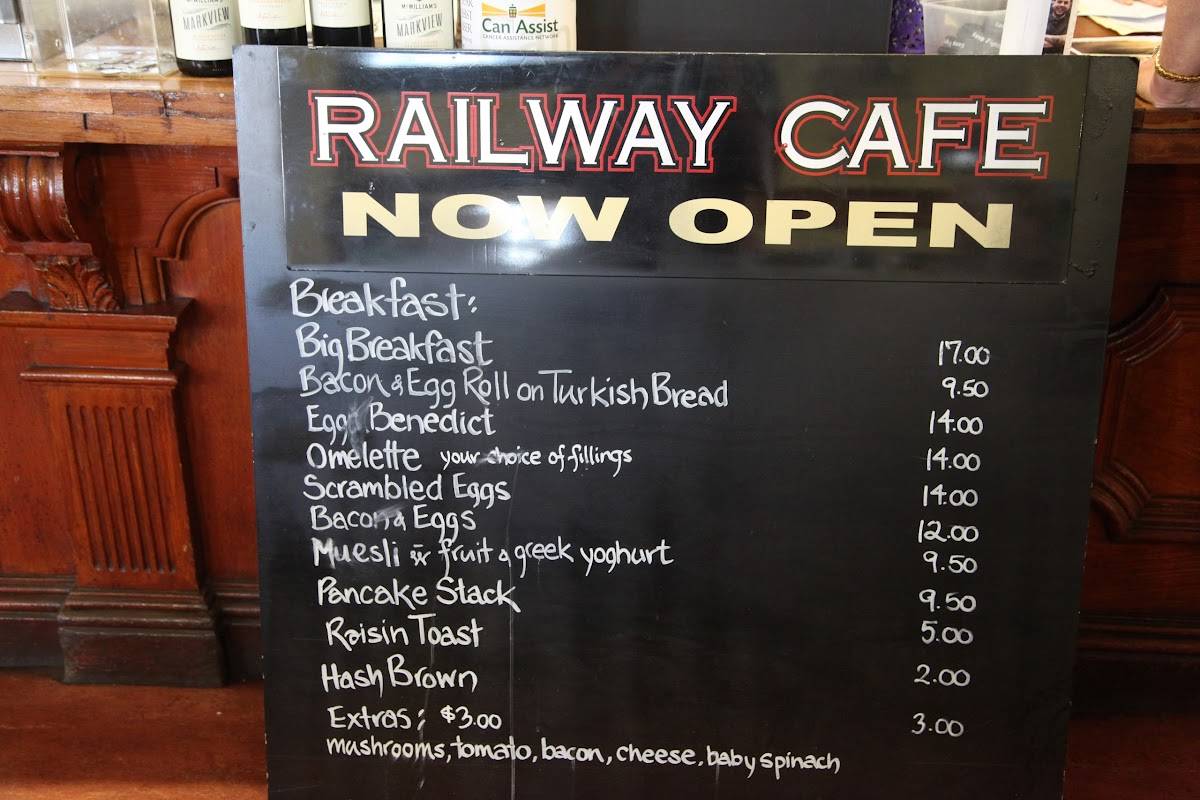Menu at Junee Railway Station Cafe, Junee