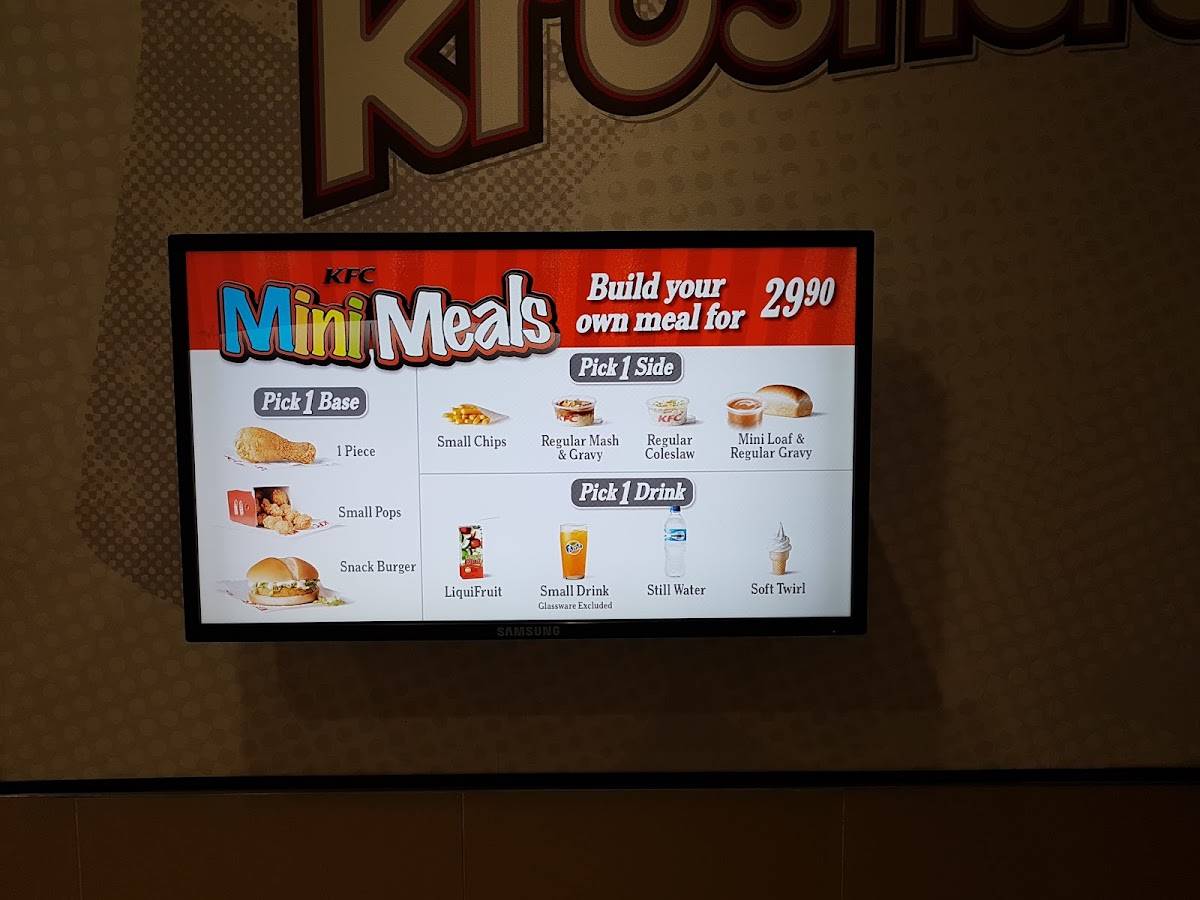 Menu at KFC Walker Drive restaurant, Port Elizabeth, Shop 2&3