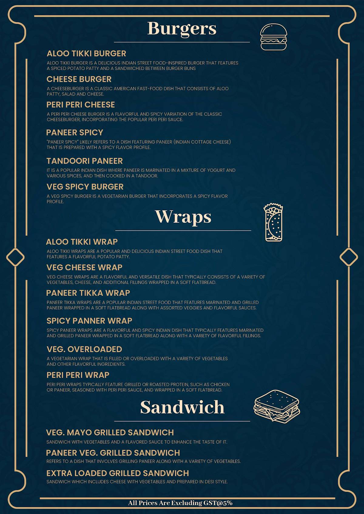 KK Snacks menu