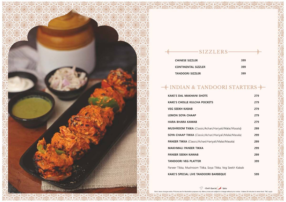 Kake Di Hatti Rishikesh menu