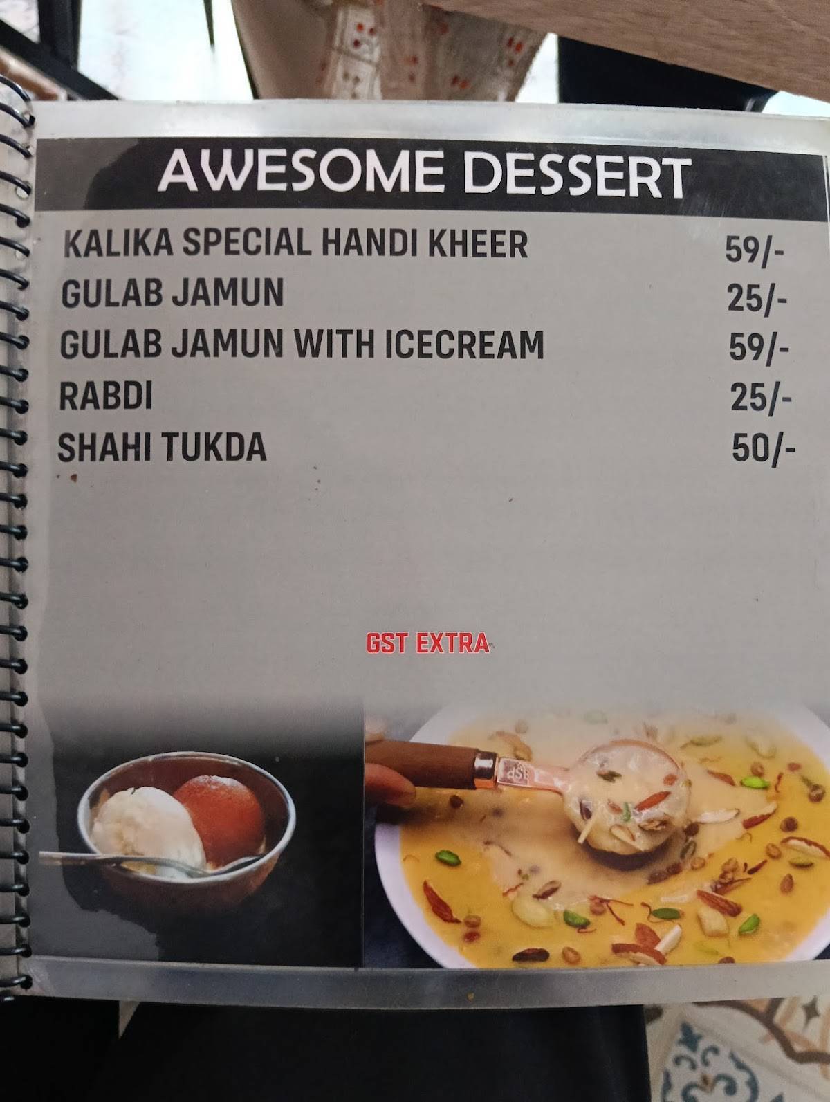 Kalika haveli Restaurant menu