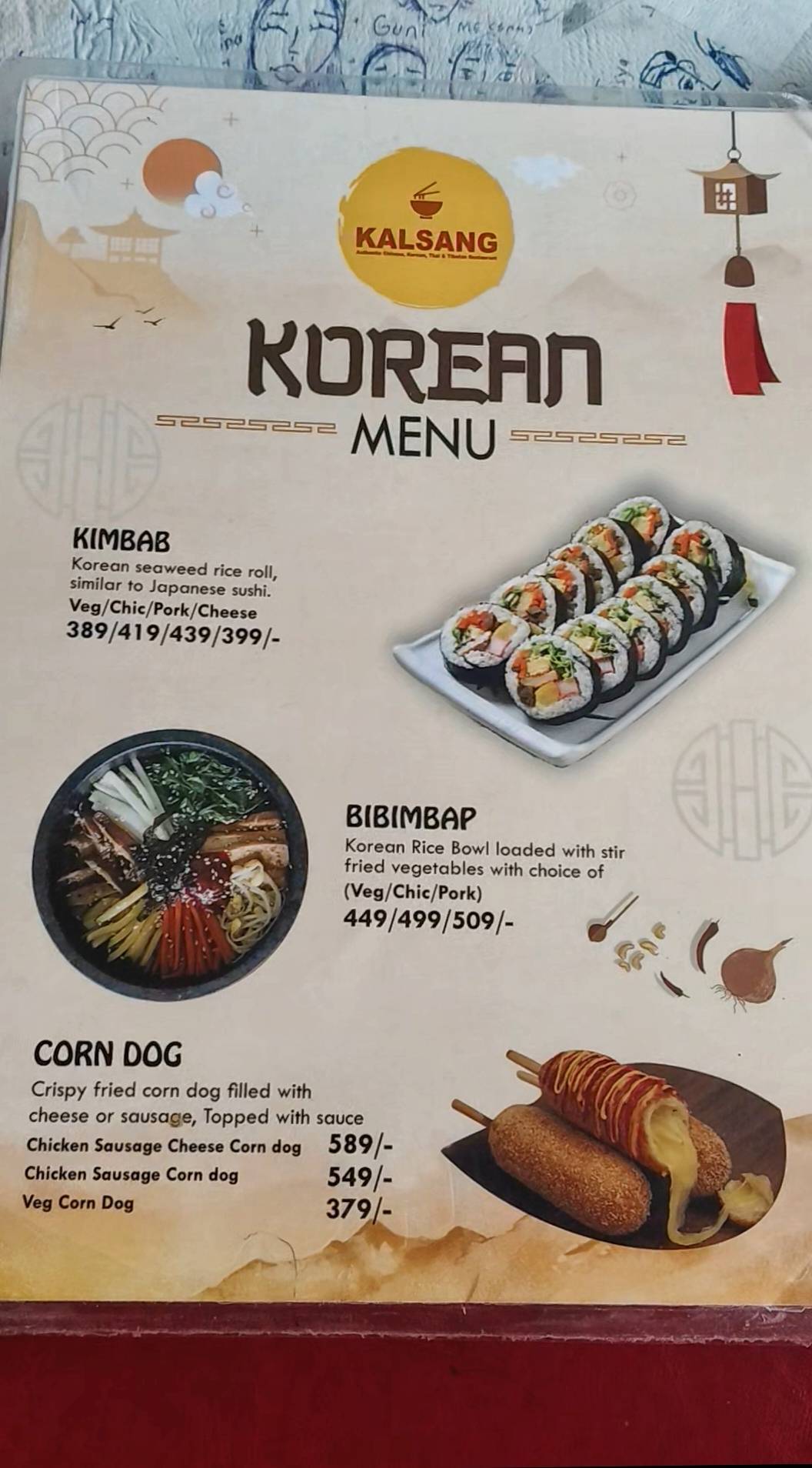 Kalsang Restaurant Mussoorie menu