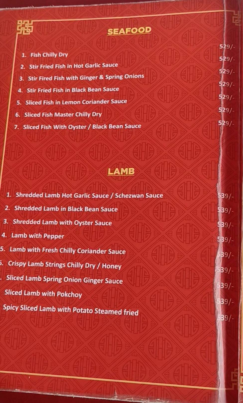 Kalsang menu