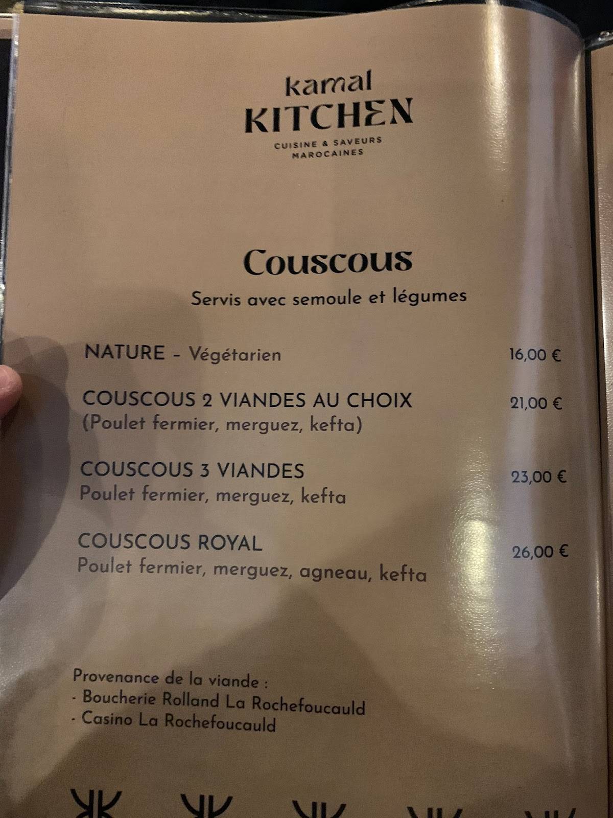Menu de Kam’Burger