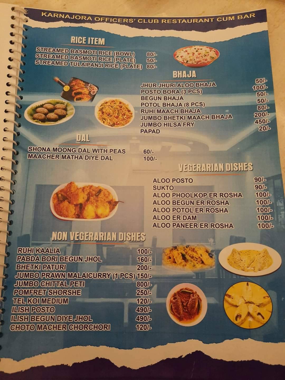 Karnajora Officers' Club menu