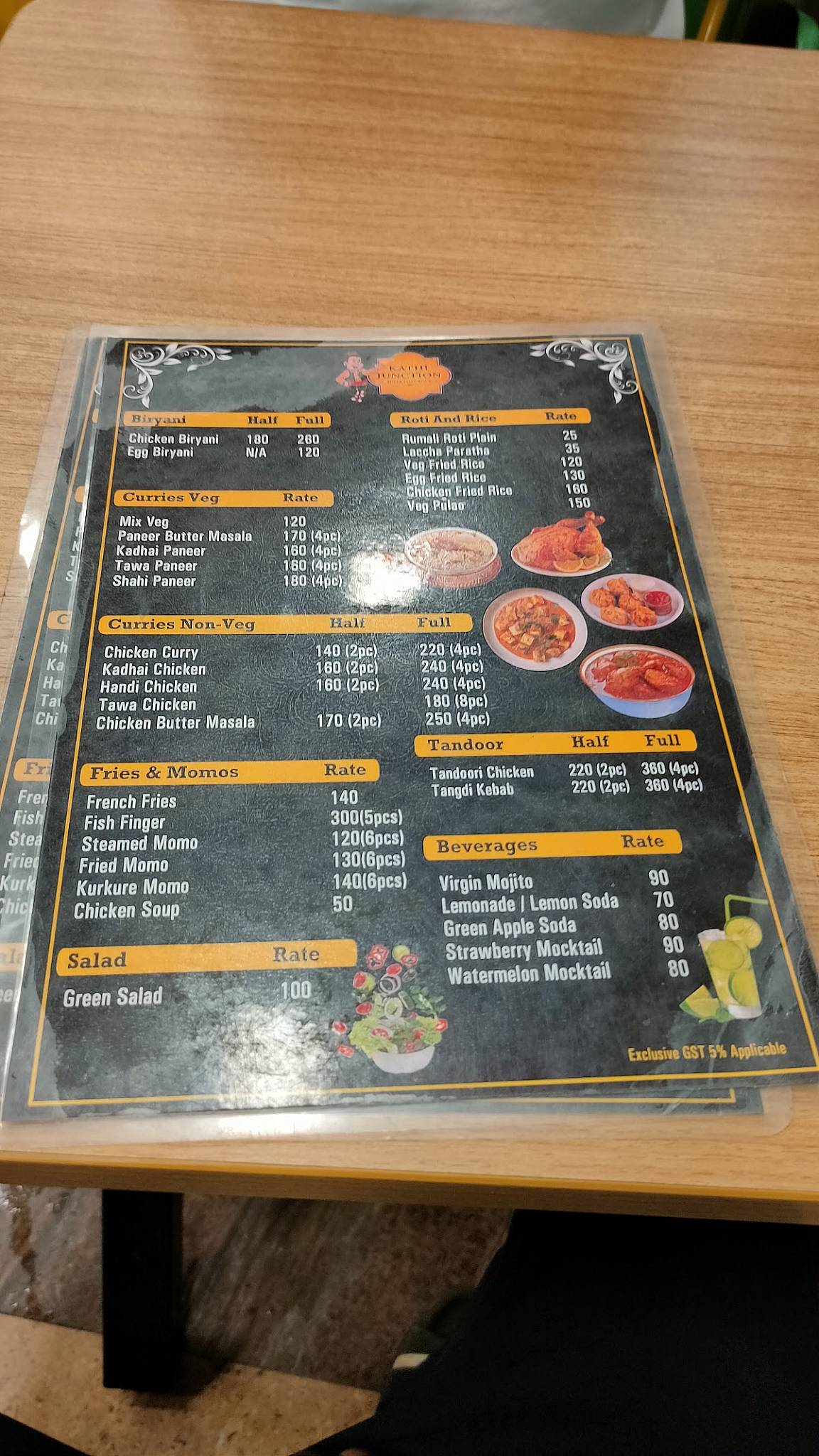 Kathi junction menu