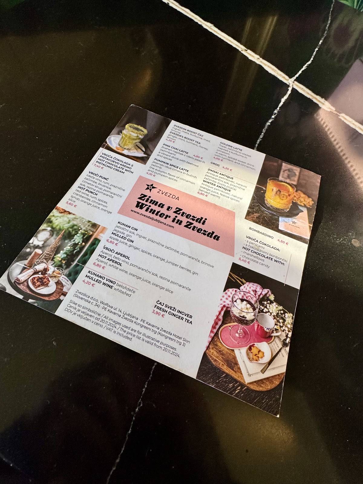 Menu di Kavarna Zvezda 