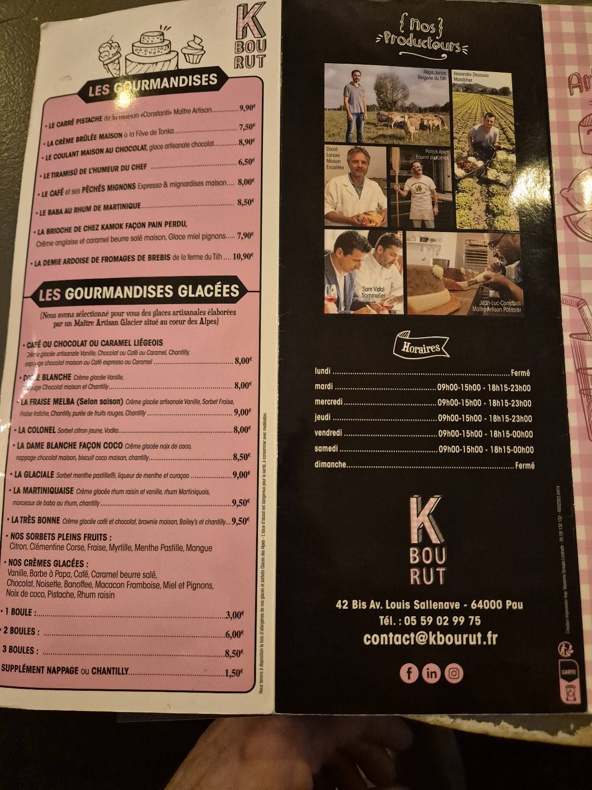 Menu de Kbourut restaurant bar tapas
