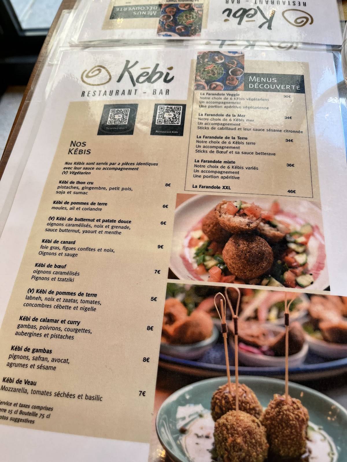 Menu de Kébi