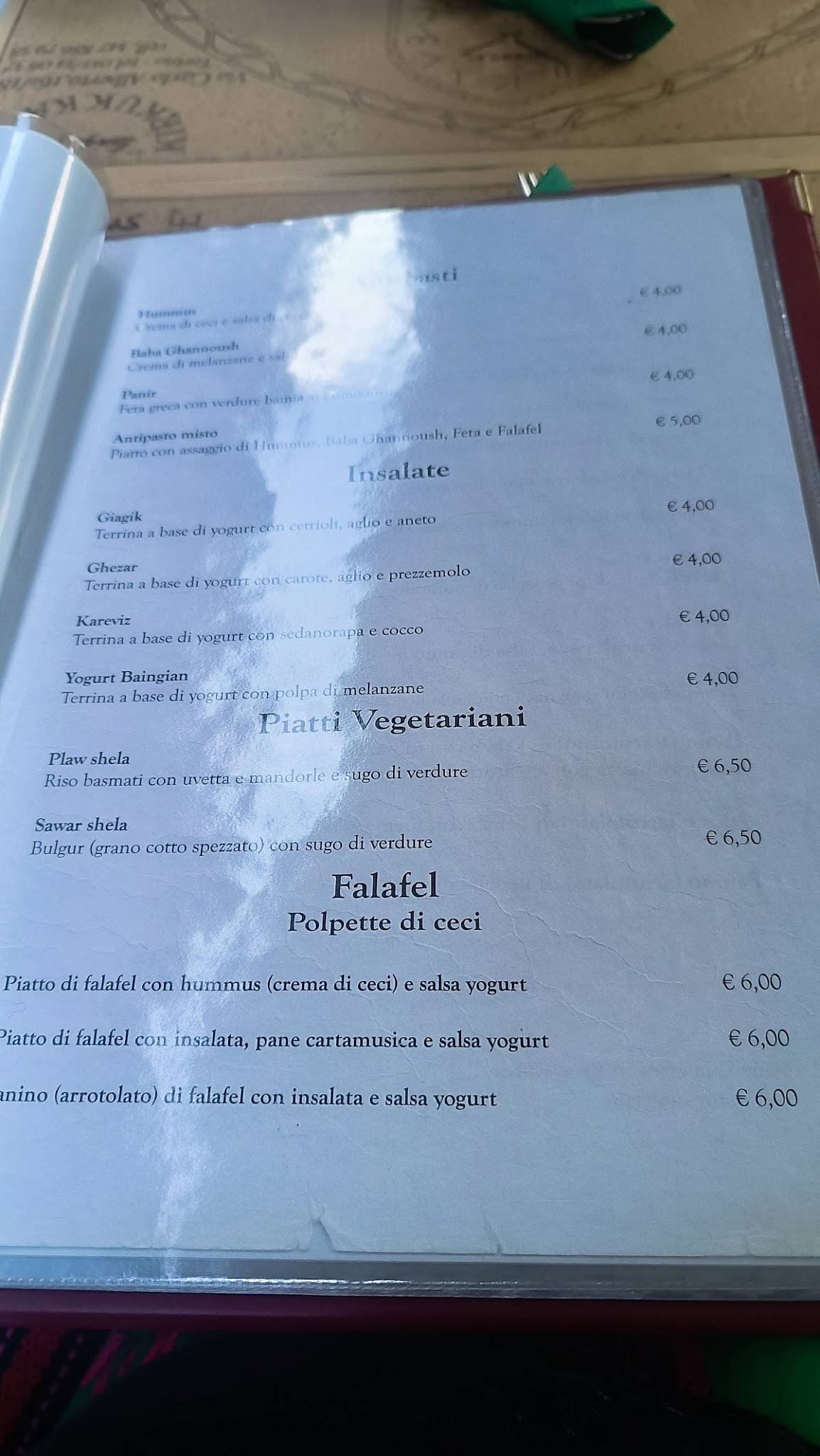 Menu di Kirkuk Kaffe 