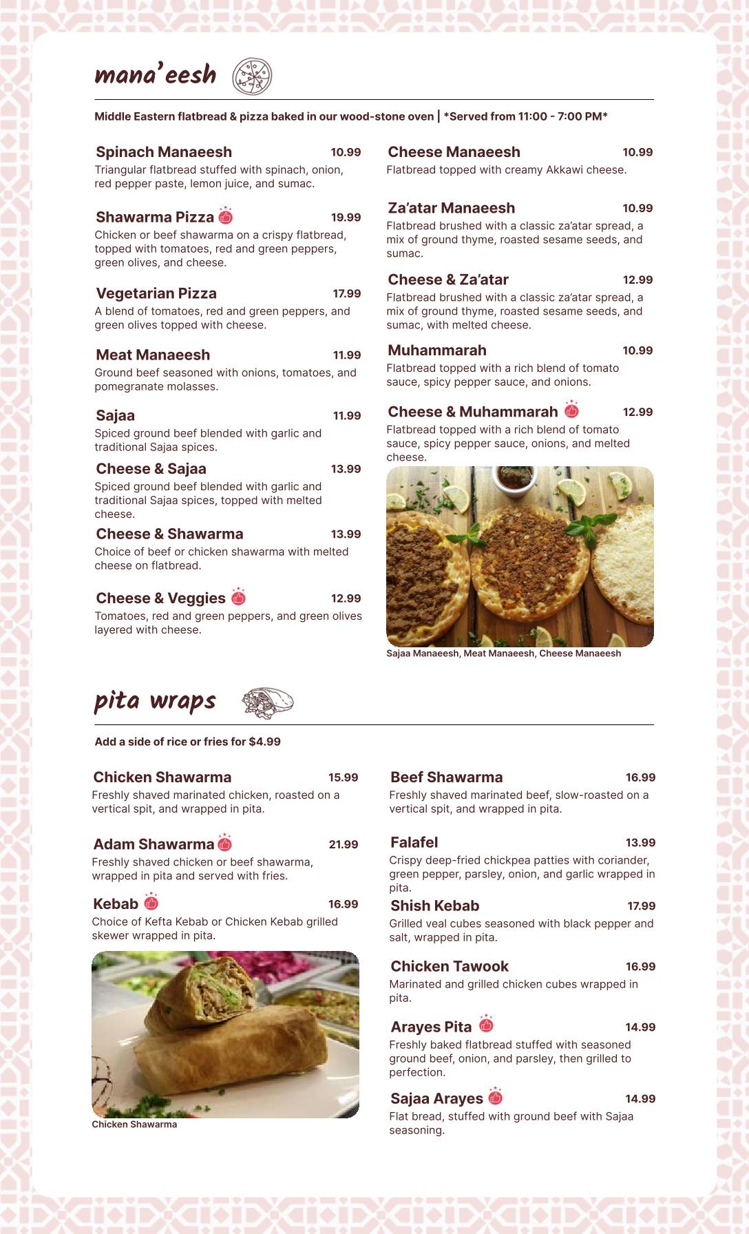 Menu de Arabesque Family Restaurant