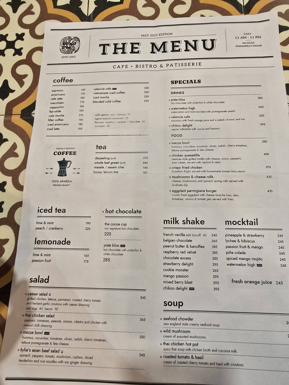Cocoa Tree - MG Road menu
