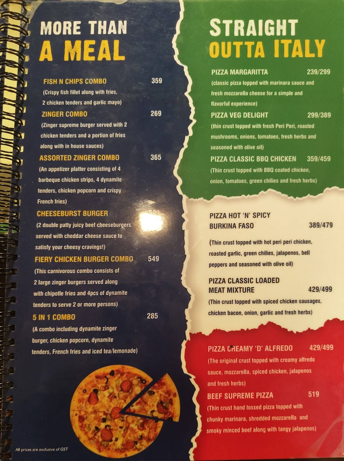 Sanstown Restocafe menu