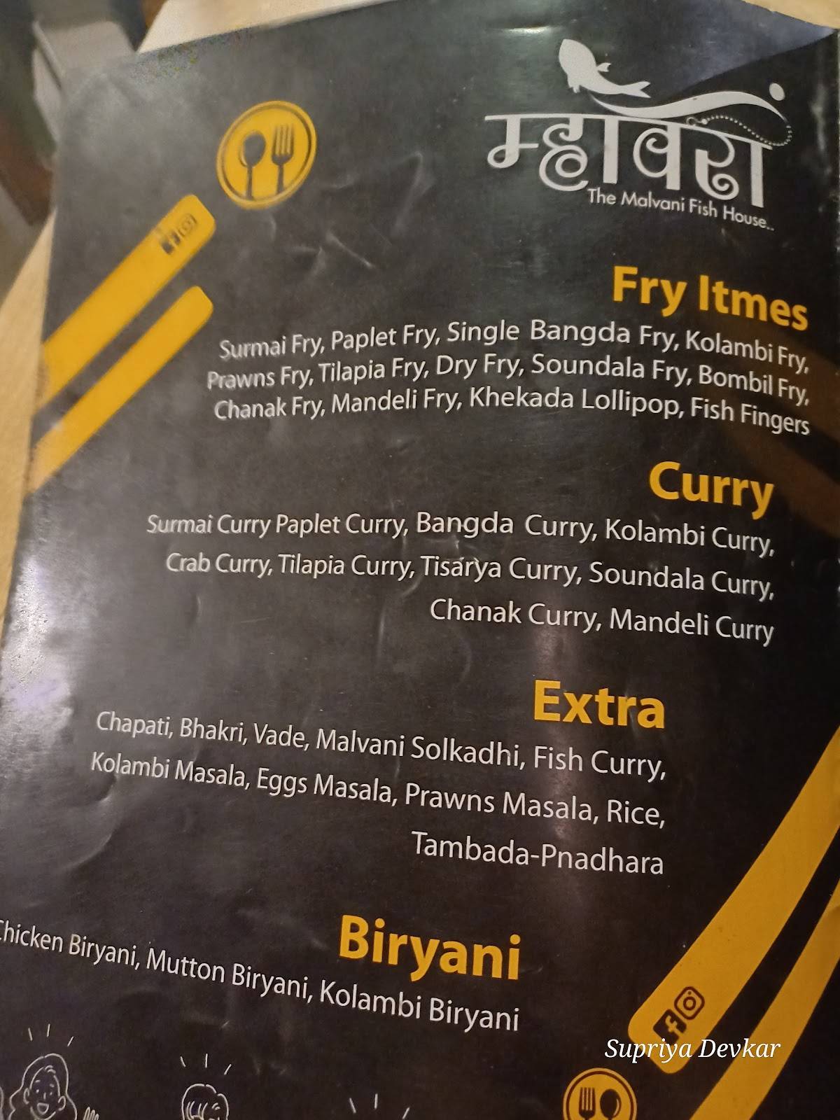 Mhavra - The Malvani Fish House menu