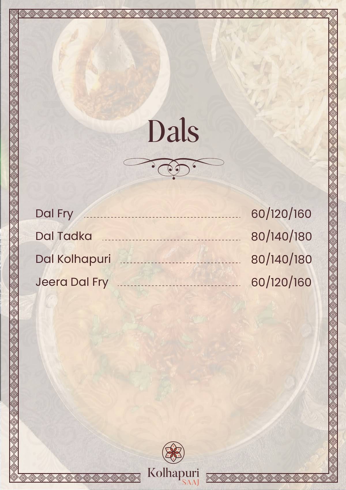 Kolhapuri Saaj Restaurant & Cloud Kitchen menu