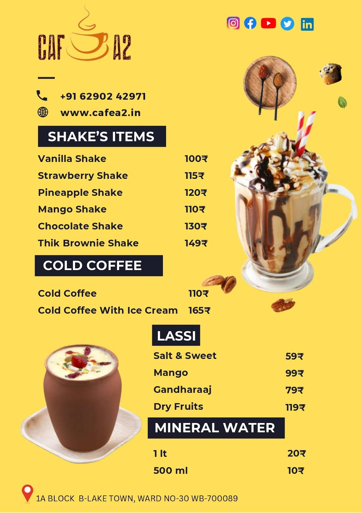 Cafe A2 menu